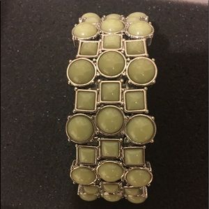Silver and Jade Green Stretch Bracelet